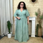 Robe longue unie (T40-T48) - vert-deau - 48