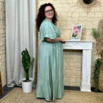 Robe longue unie (T40-T48) - vert-deau - 48