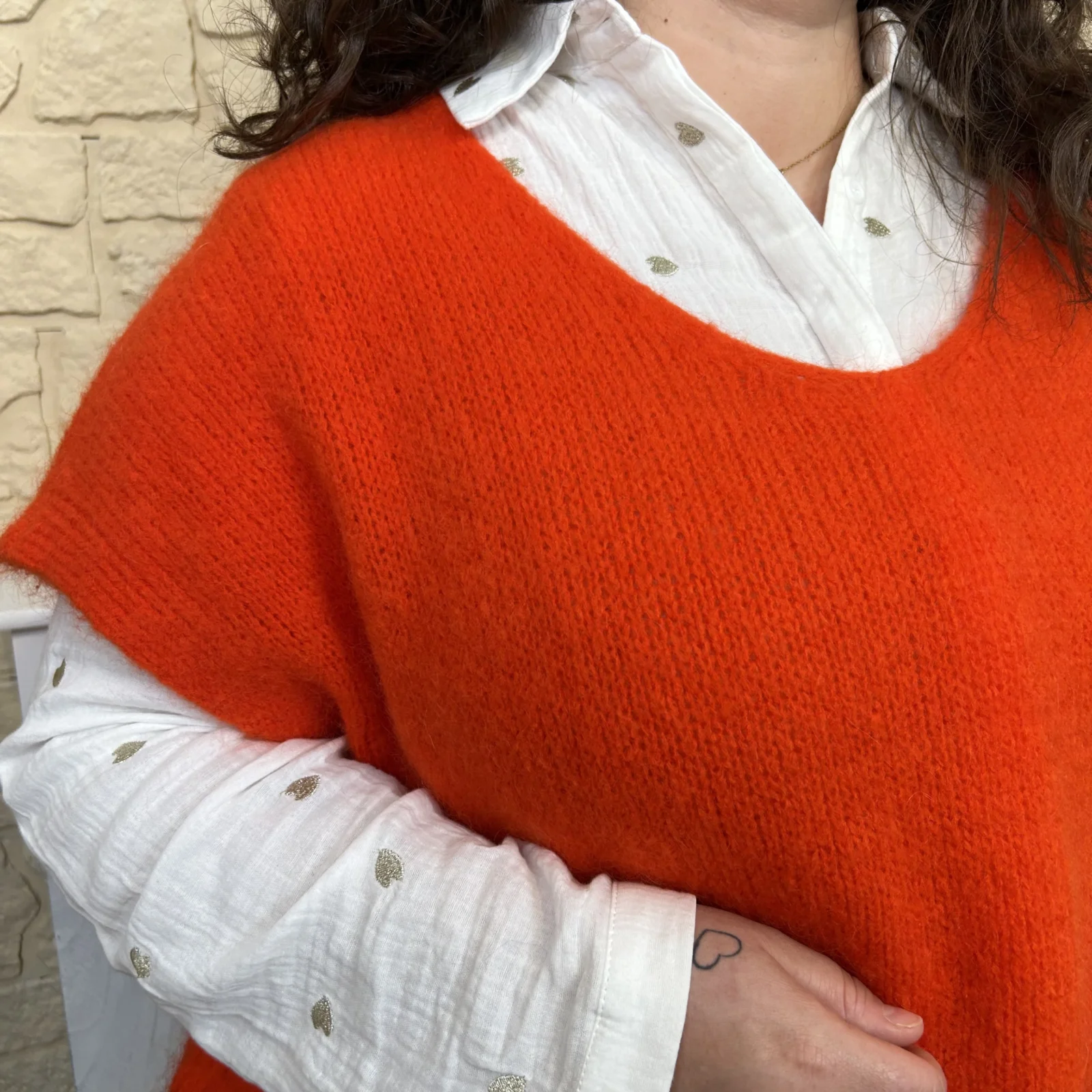 Z115- Pull Mohair (Tu) 🇮🇹 - orange - taille-unique-grande-taille