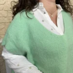 Pull femme col V maille douce « Tendance » - vert-pale - taille-unique