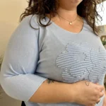 Pull fleur uni (GT) - bleu-ciel - taille-unique-grande-taille