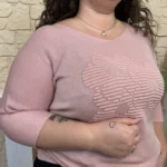 Pull fleur uni (GT) - rose-poudre - taille-unique-grande-taille