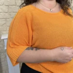 Pull côtelé uni « Jolies Formes » - orange - taille-unique-grande-taille
