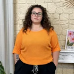 Pull côtelé uni « Jolies Formes » - orange - taille-unique-grande-taille