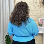 Pull côtelé uni « Jolies Formes » - bleu-turquoise - taille-unique-grande-taille