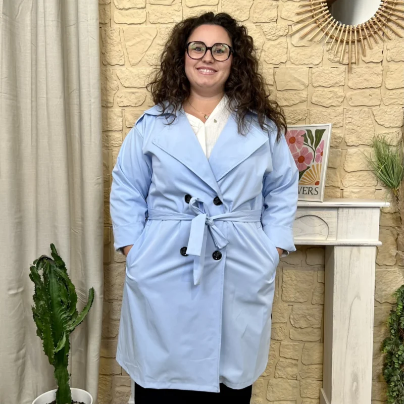 Trench mi-long (GT) - bleu-ciel - taille-unique-grande-taille
