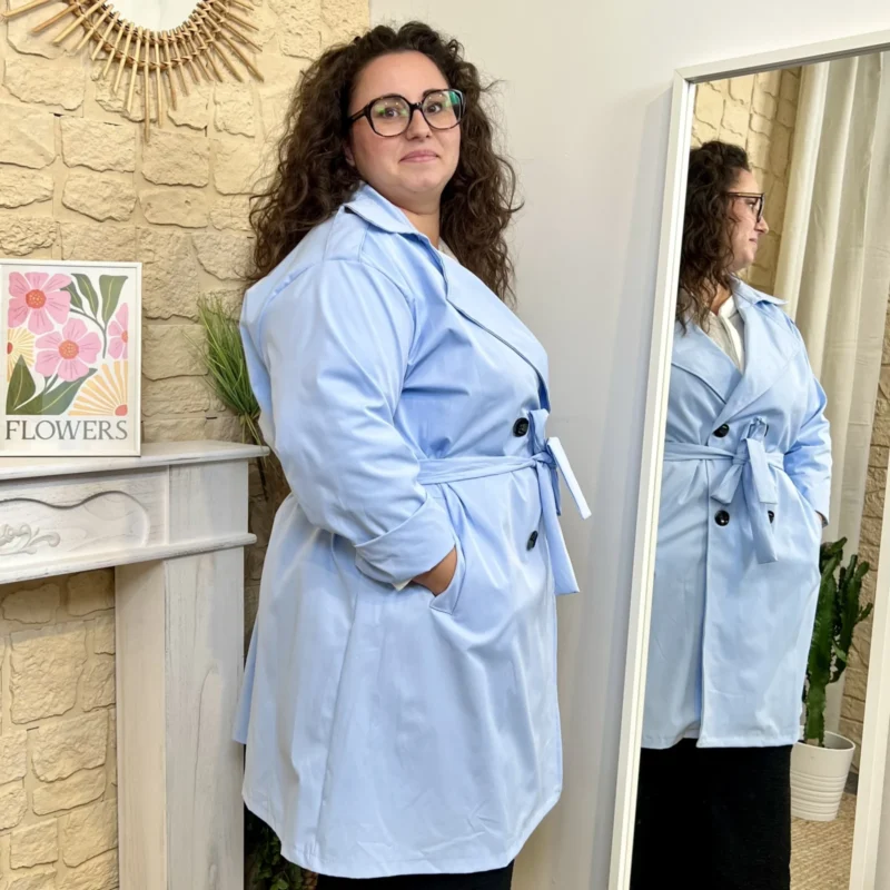 Trench mi-long (GT) - bleu-ciel - taille-unique-grande-taille
