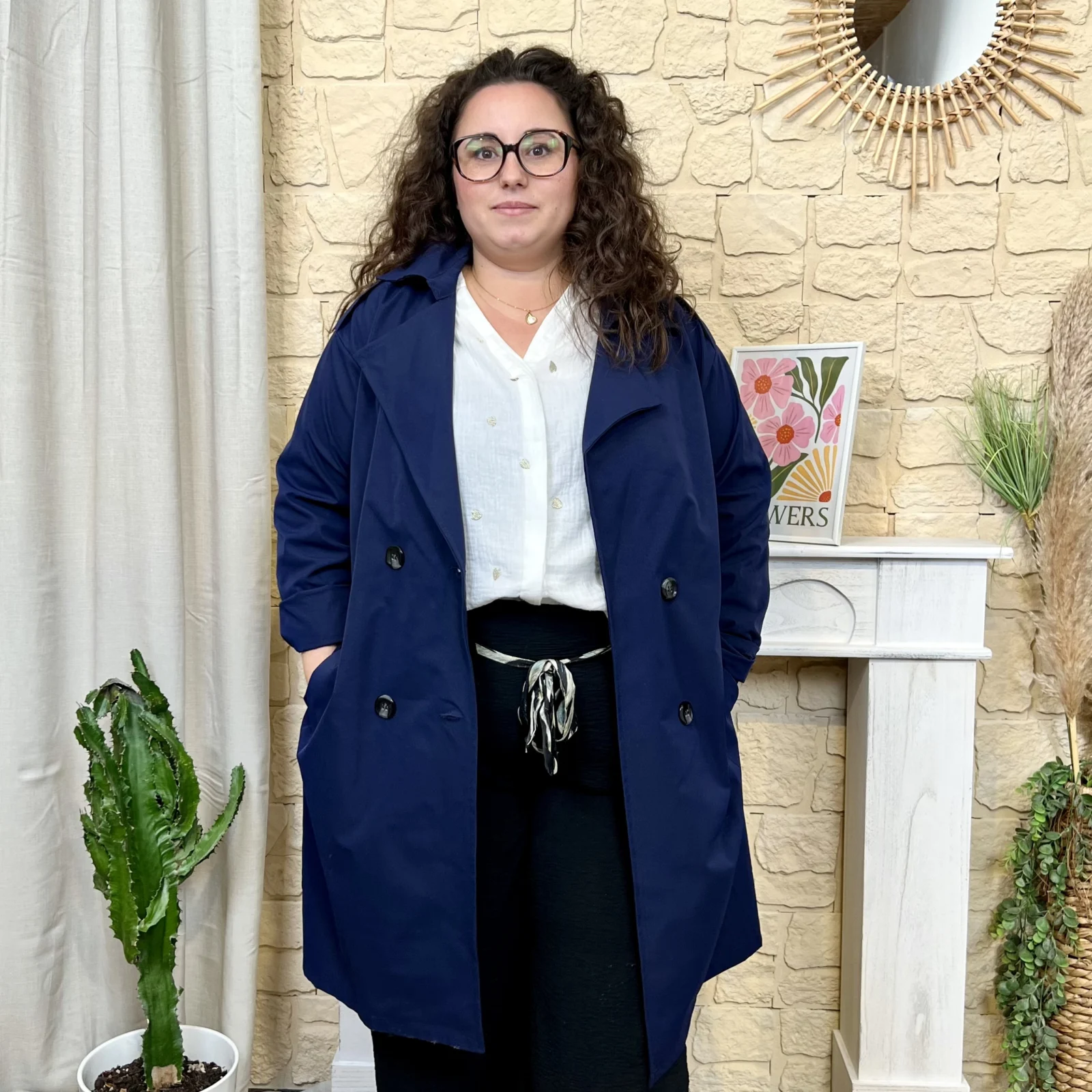 J731 - Trench mi-long (GT) - marine - taille-unique-grande-taille