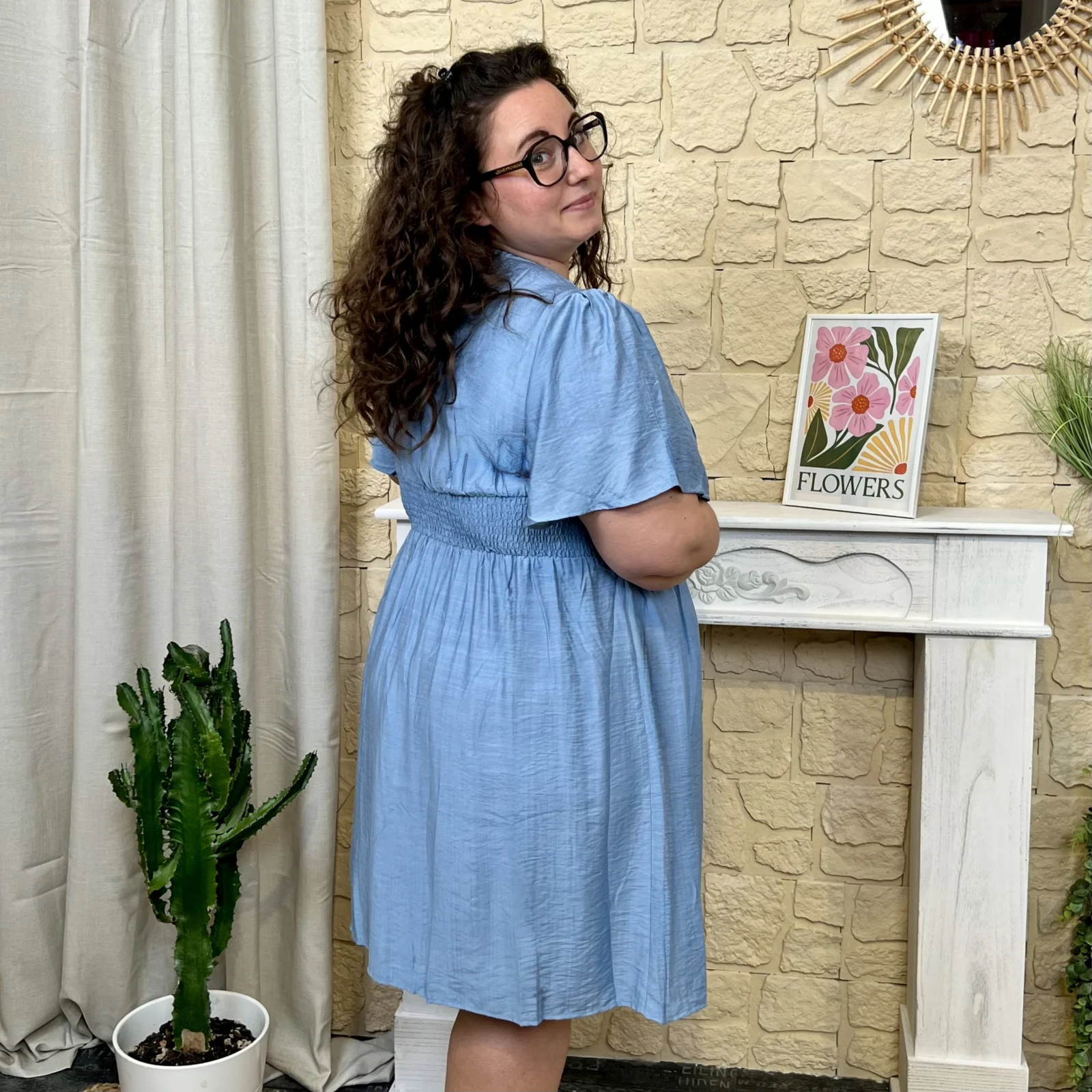 J729 - Robe courte unie (T40-T48) - bleu-jeans - 48