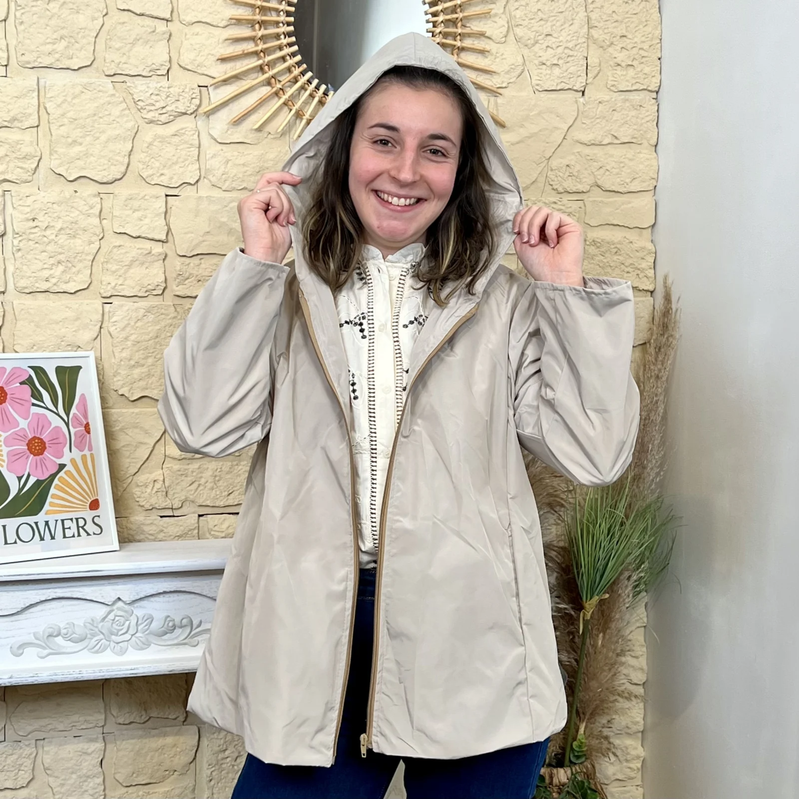 I694 - Imperméable à capuche (TU) - beige - taille-unique