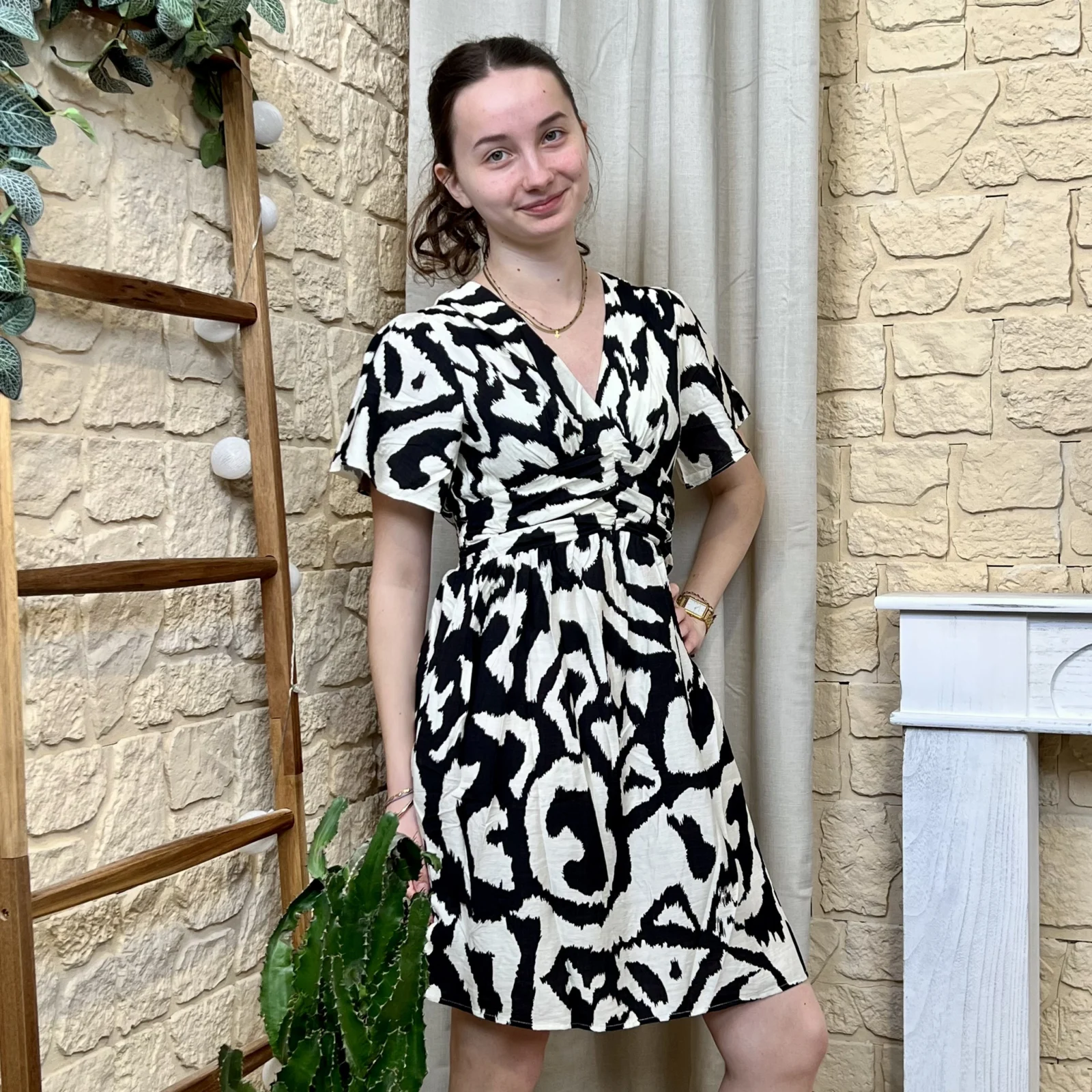 I692 - Robe courte marbrée (T36-T38) - noir - 38