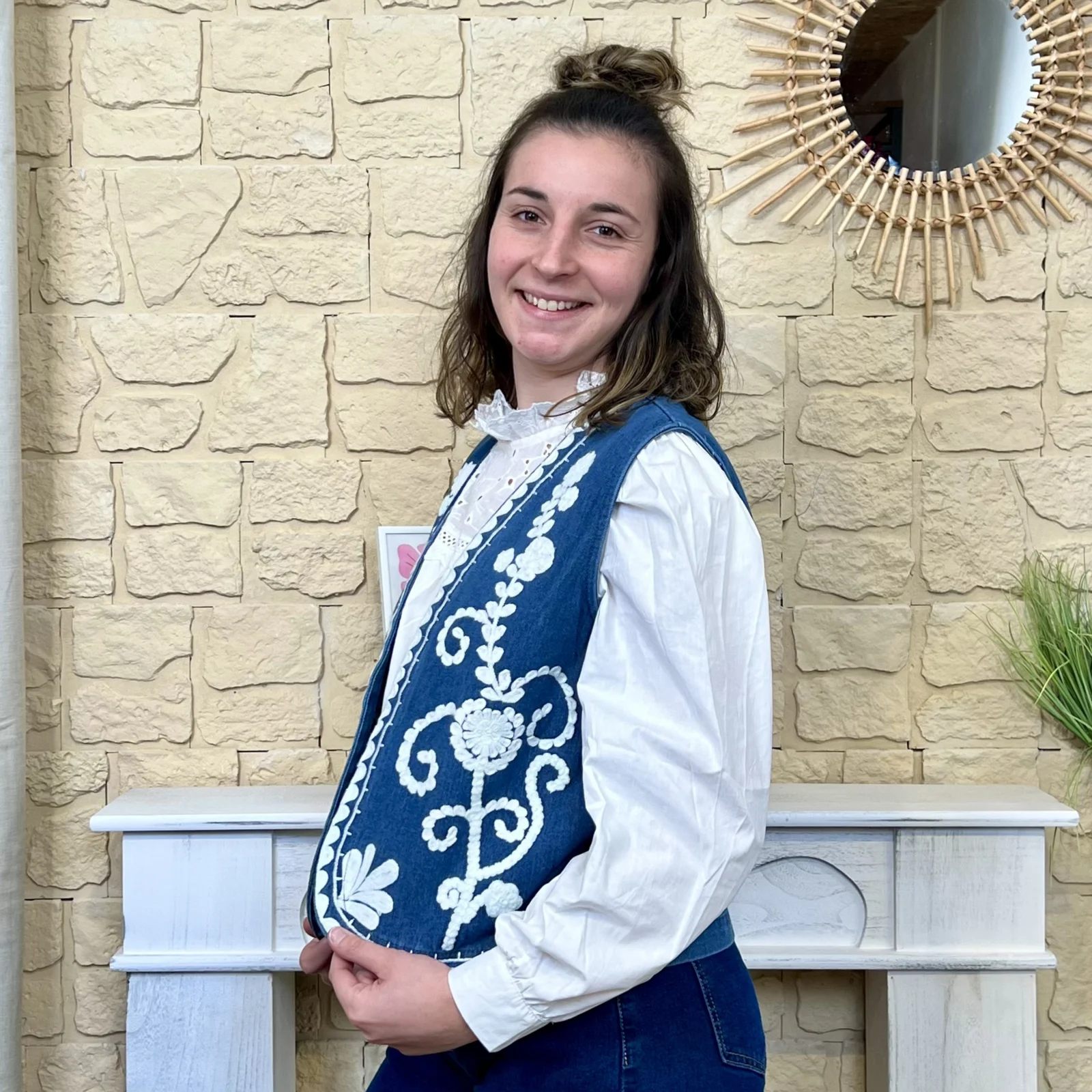 I681 - Boléro brodé (T36-T40) - denim - 40