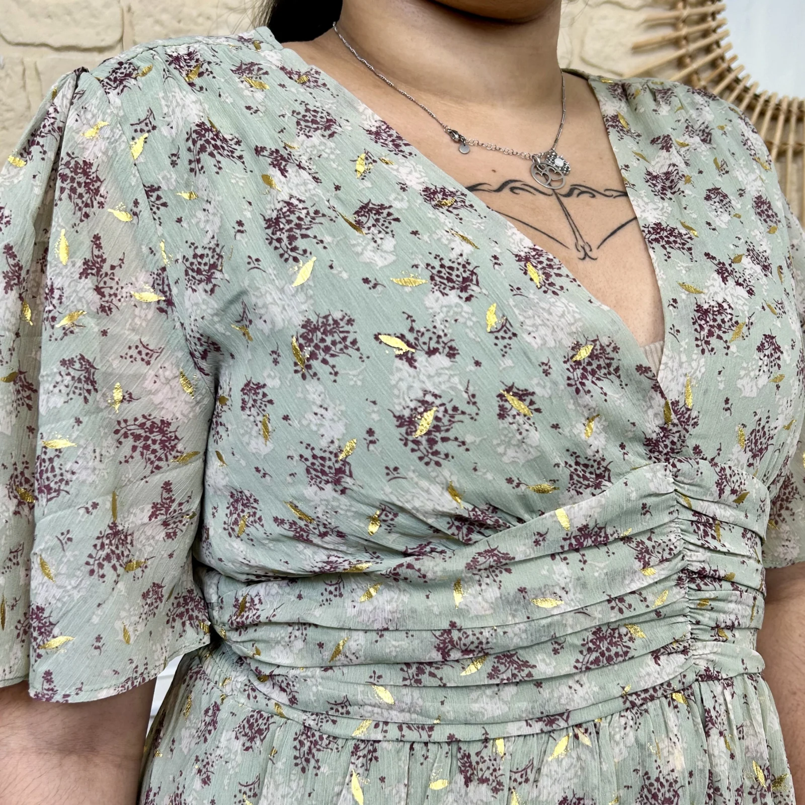 J706 - Robe longue voilage (T40-T48) - kaki - 48