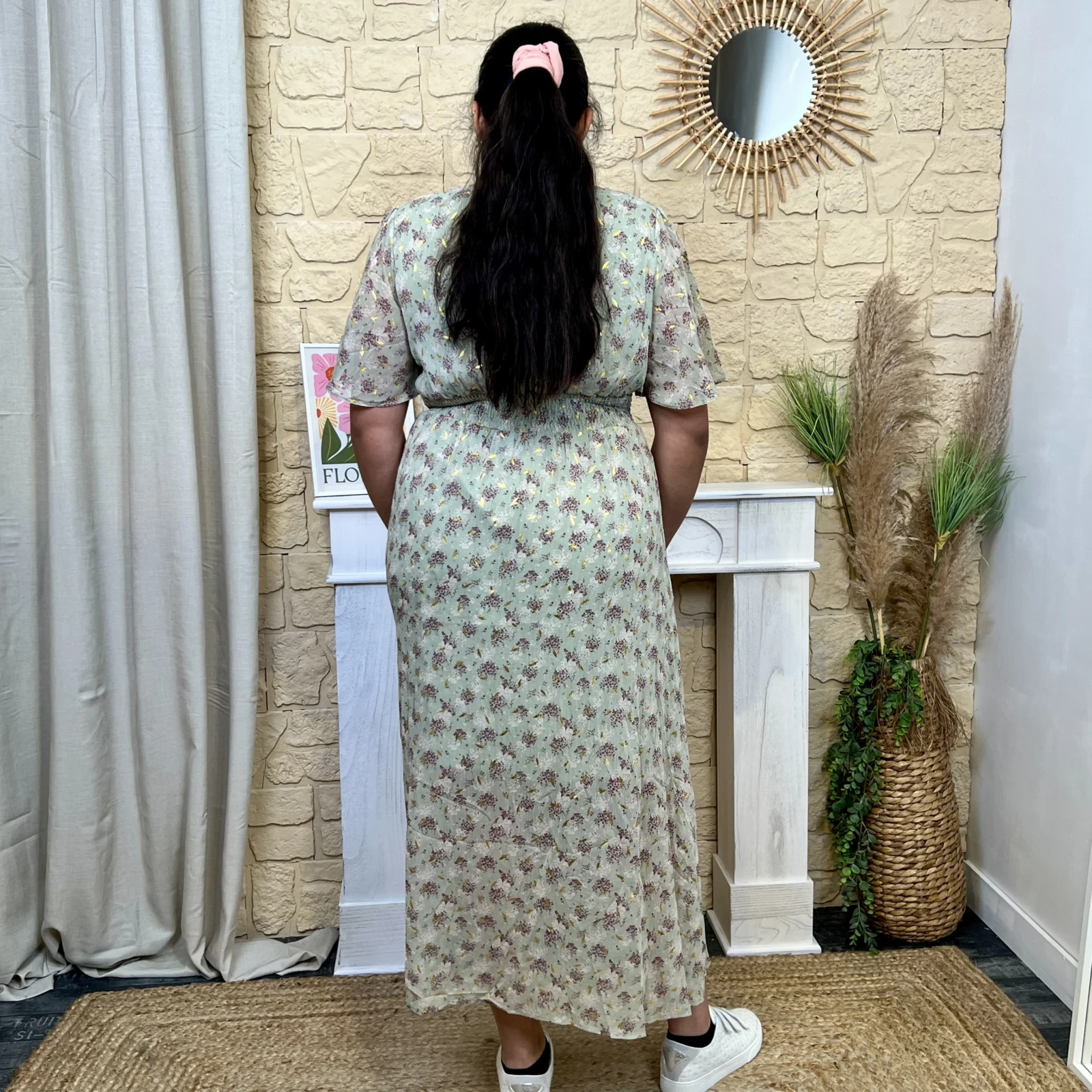 J706 - Robe longue voilage (T40-T48) - kaki - 48