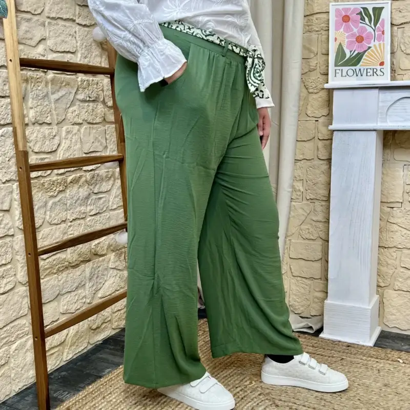 J715 - Pantalon fluide uni (T40-T48) - kaki - 48