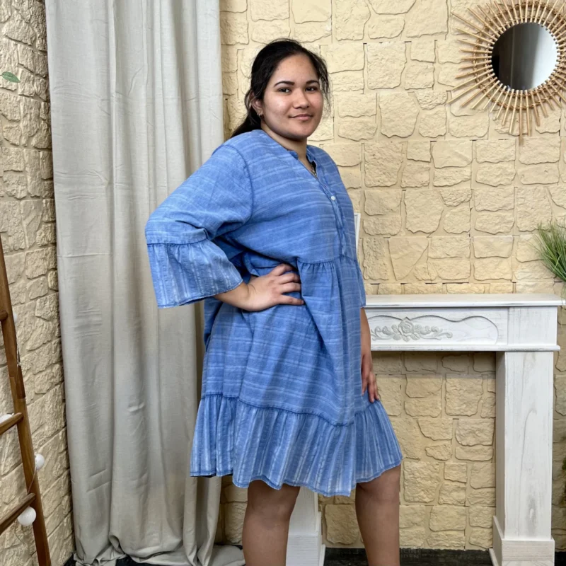 Z319 - Robe coton délavé (GT) - bleu-jeans - taille-unique-grande-taille