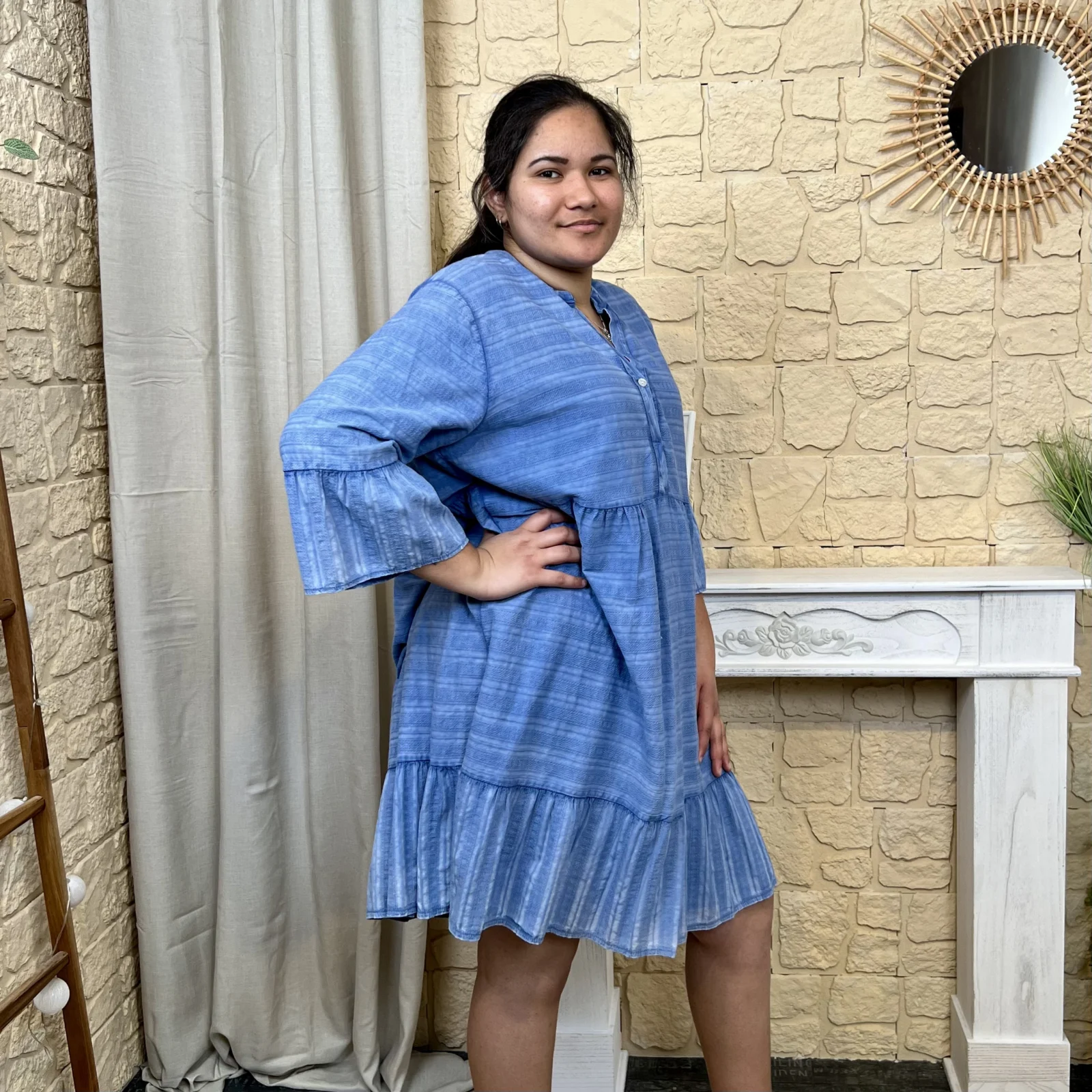 Robe coton délavé (GT) - bleu-jeans - taille-unique-grande-taille