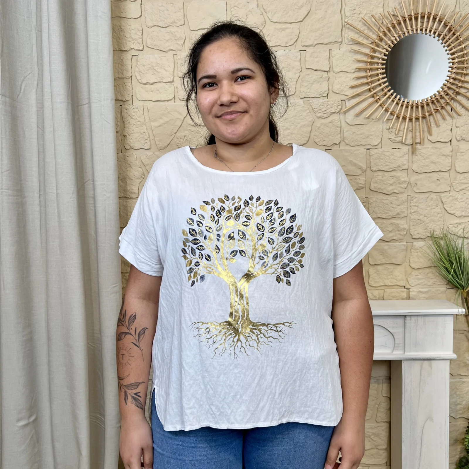 I692 - T-shirt arbre (TU) - blanc - taille-unique