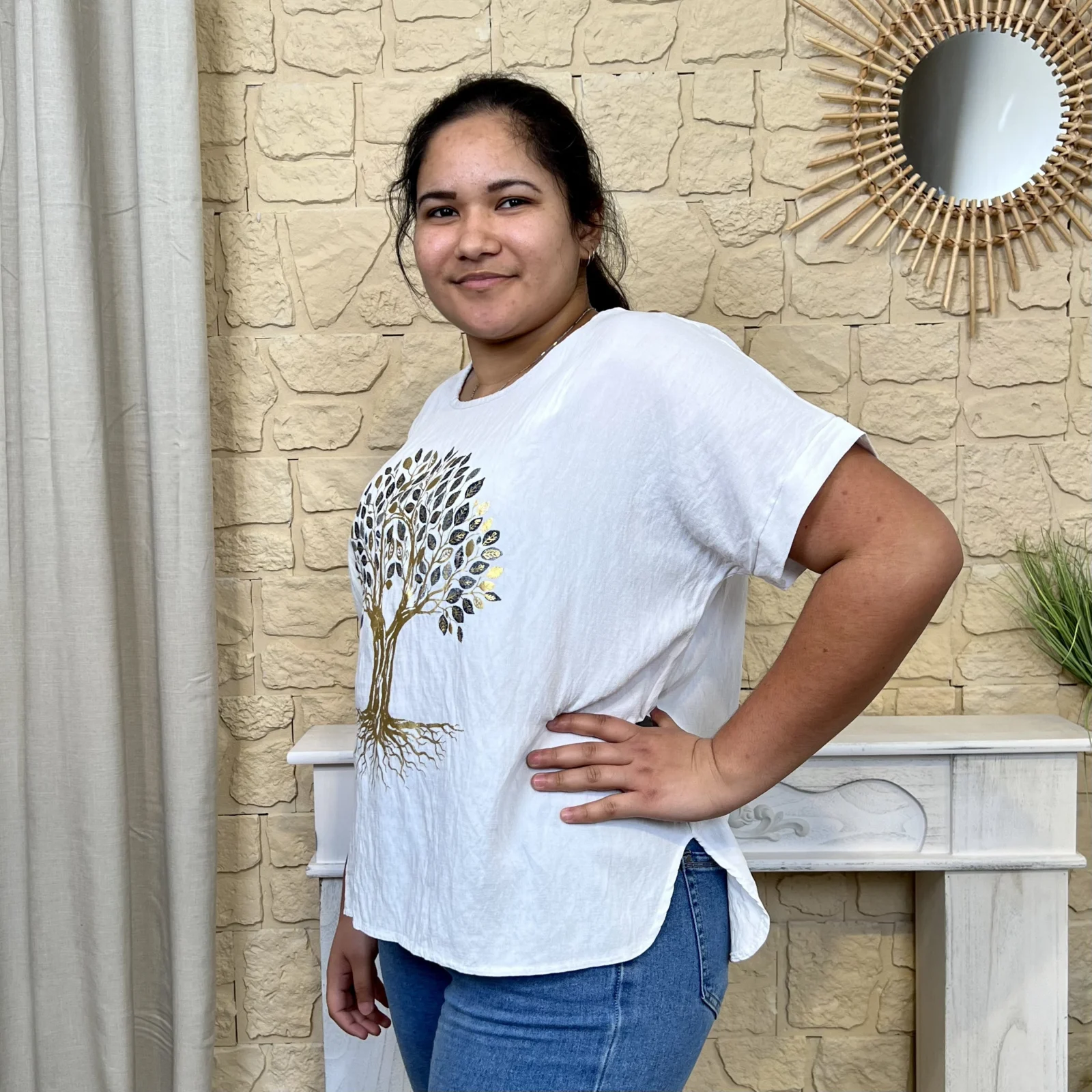 I692 - T-shirt arbre (TU) - blanc - taille-unique