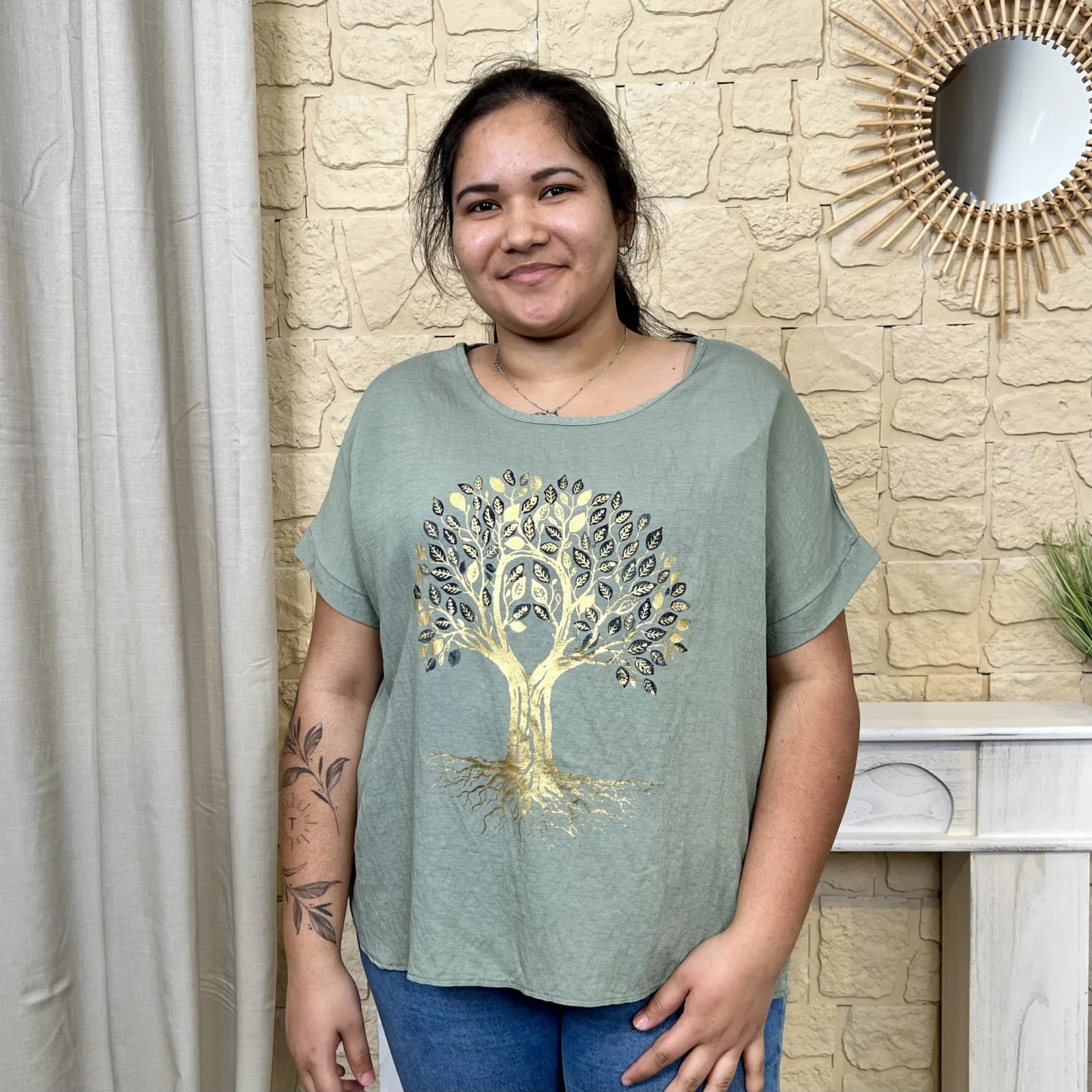 I692 - T-shirt arbre (TU) - kaki - taille-unique