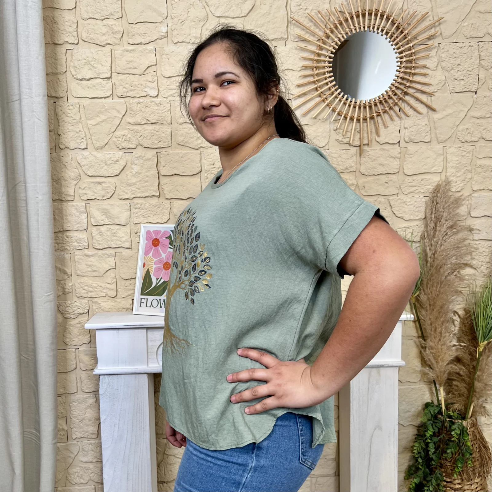 I692 - T-shirt arbre (TU) - kaki - taille-unique