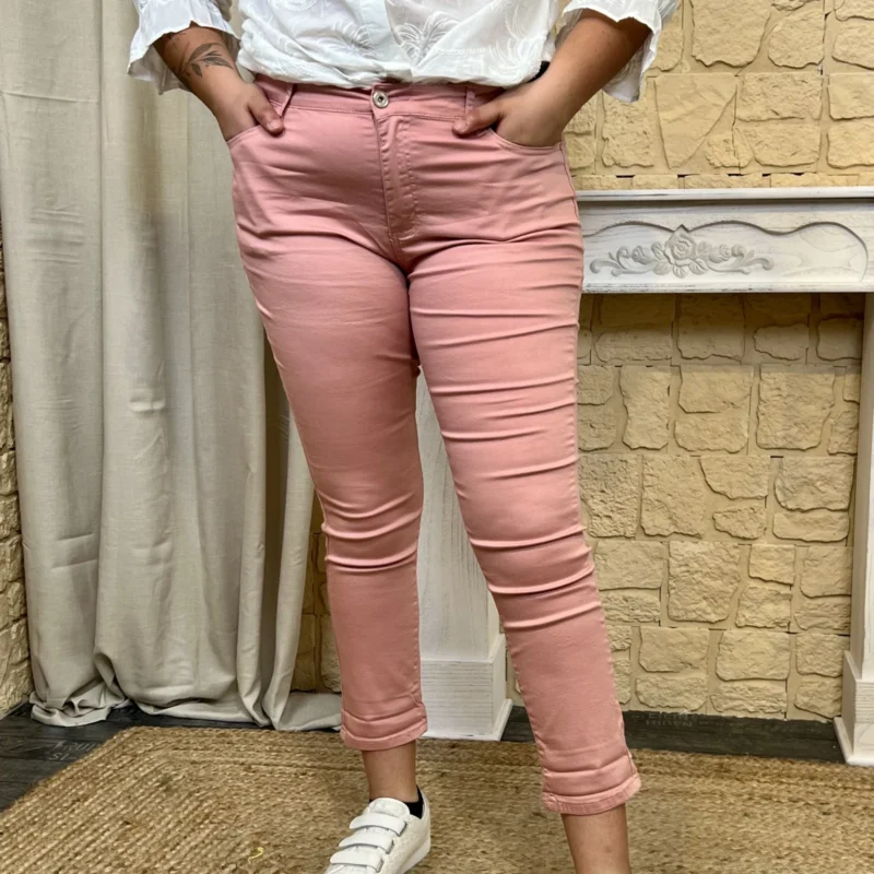 K864 - Jean 7/8ème (T42-T50) - rose-poudre - 50