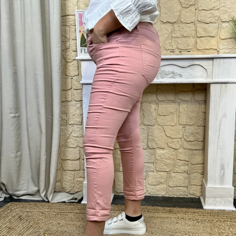 K864 - Jean 7/8ème (T42-T50) - rose-poudre - 50