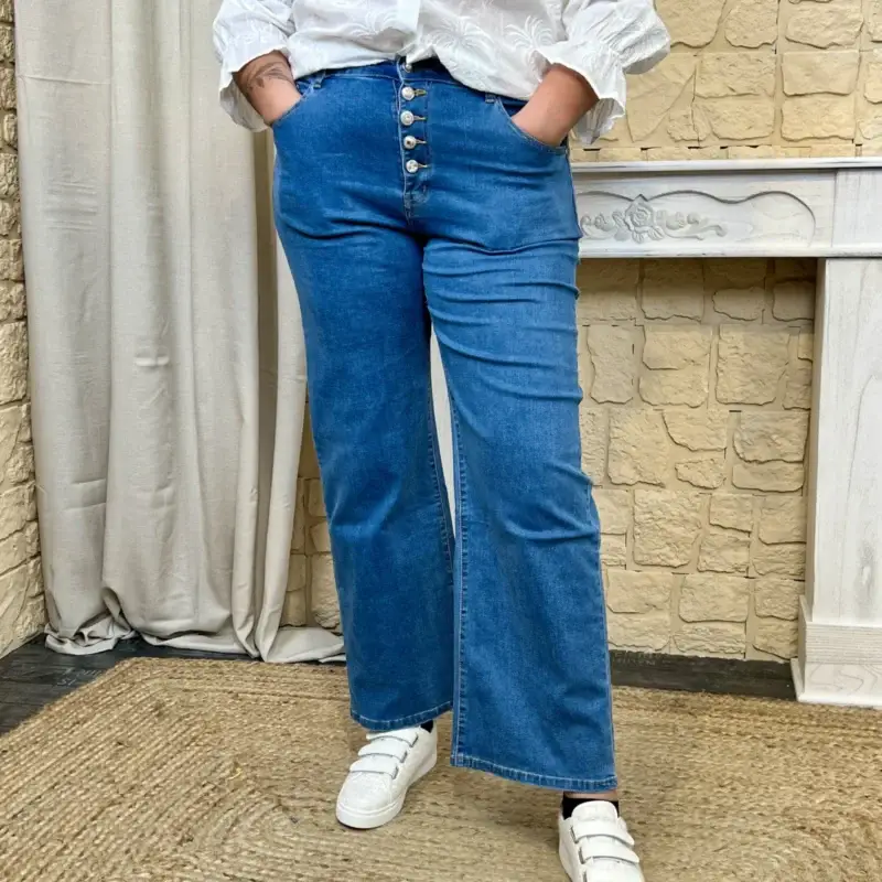 K846 - Jean Wide boutons (T42-T50) - denim - 50