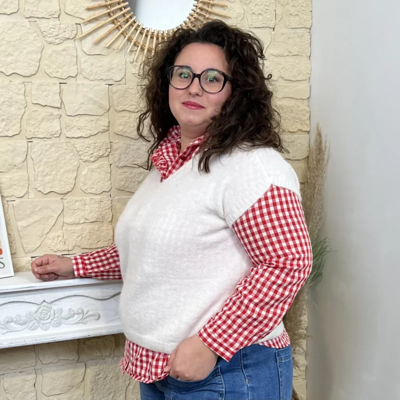 J693 - Pull sans manches (GT) - ecru - taille-unique-grande-taille