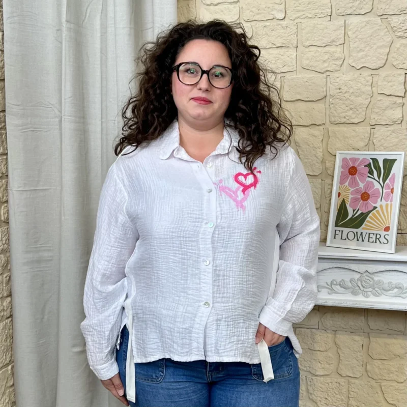 J712 - Chemise cœur graffiti - blanc - taille-unique-grande-taille