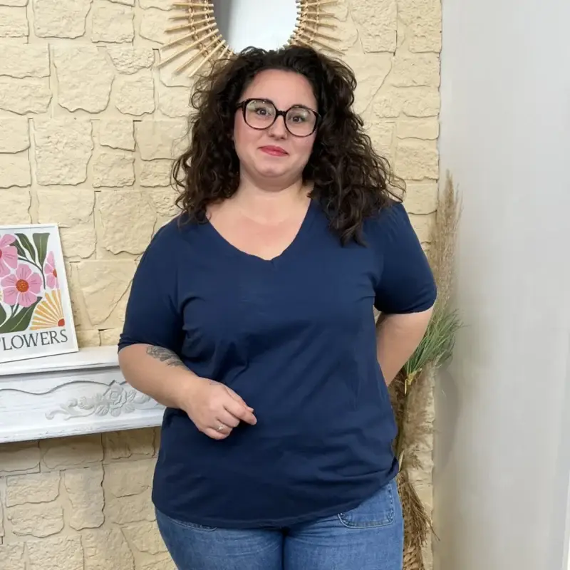 J684 - T-shirt basique coton (GT) - marine - taille-unique-grande-taille