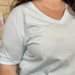 T-shirt femme col V « Jolies Formes » - vert-deau - taille-unique-grande-taille