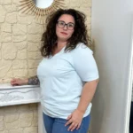 T-shirt femme col V « Jolies Formes » - vert-deau - taille-unique-grande-taille