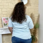T-shirt femme col V « Jolies Formes » - vert-deau - taille-unique-grande-taille