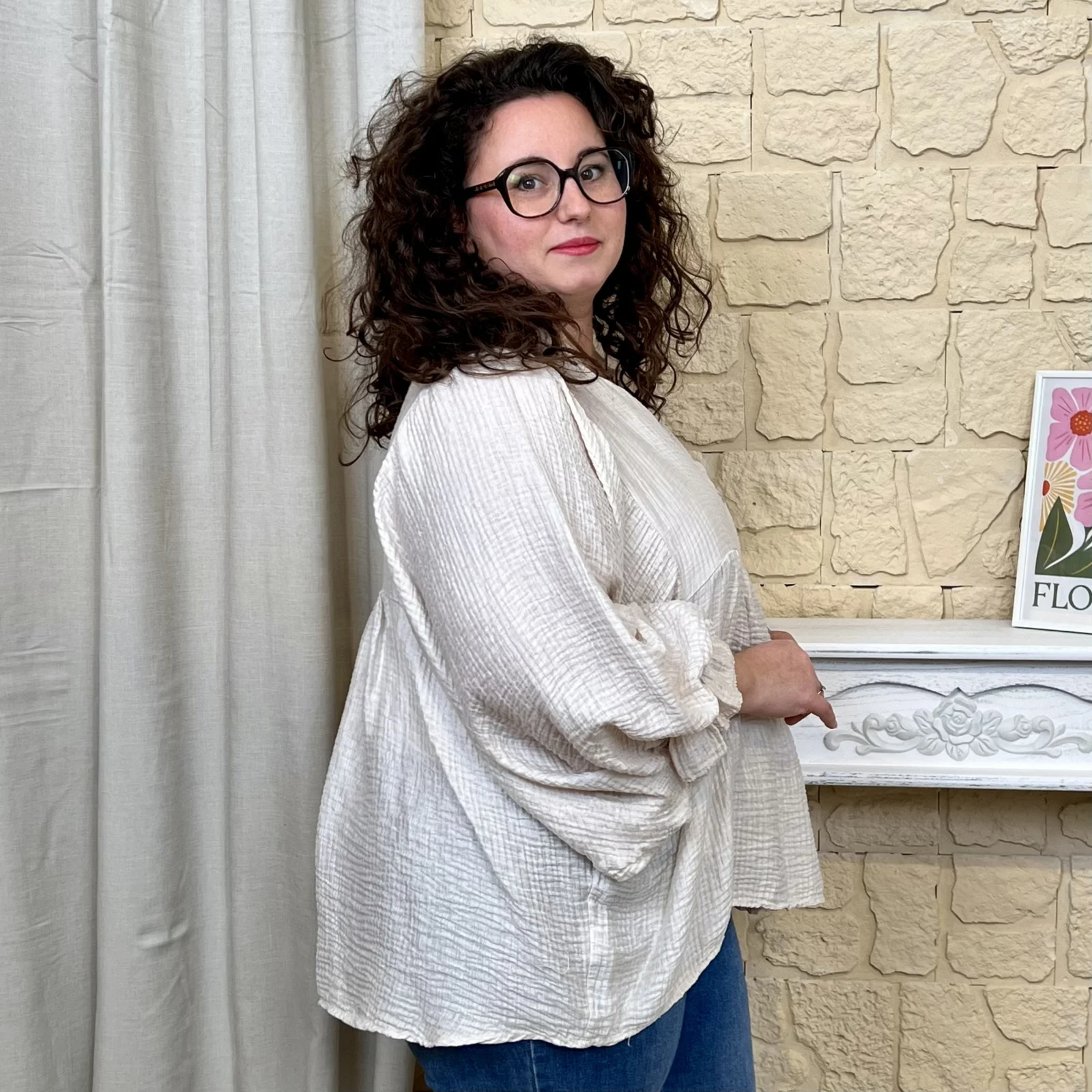 Blouse ample - beige - taille-unique-grande-taille