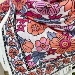 Foulard carré fleuri femme 100 % coton - fuchsia - sans-taille