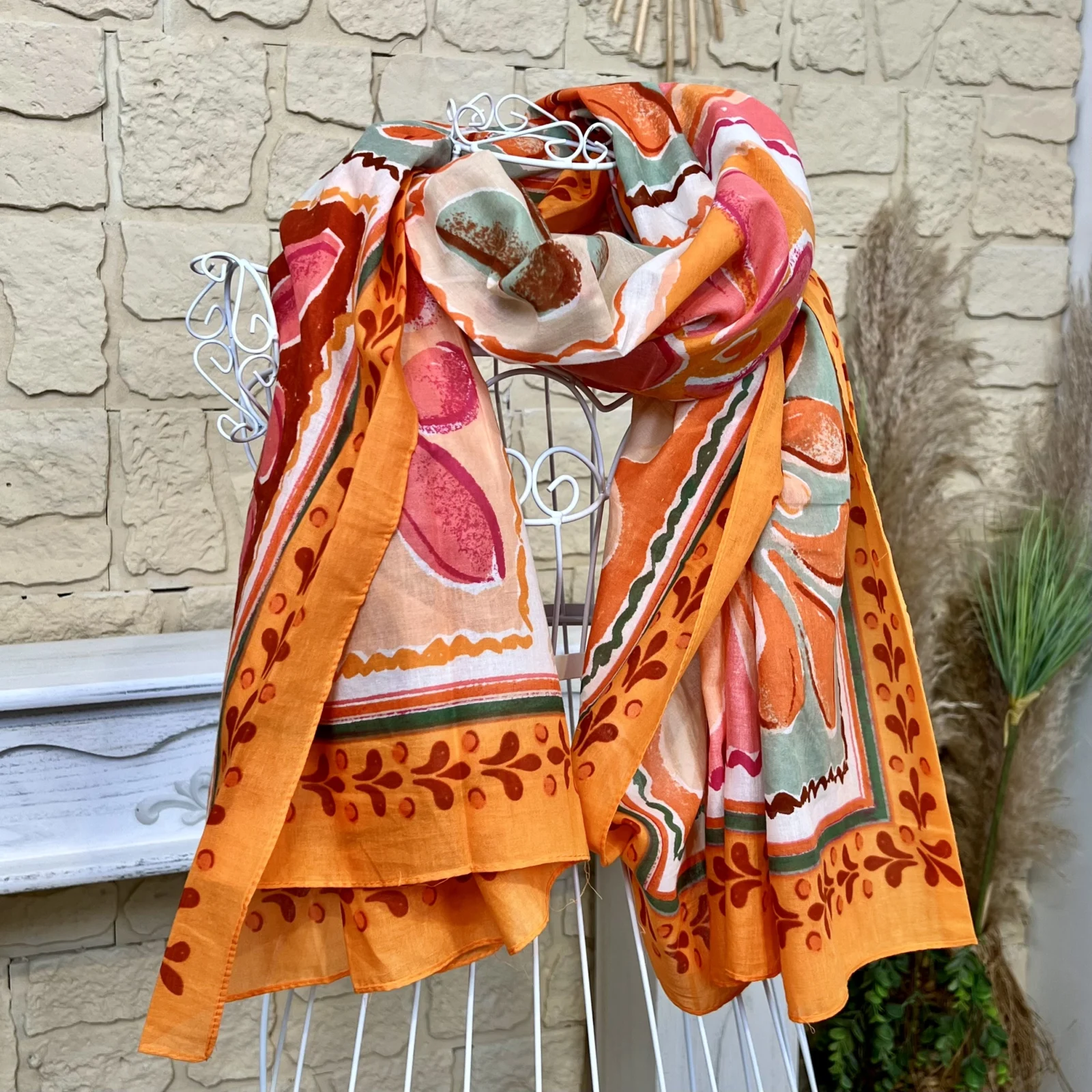 Y467 - Foulard coloré - orange - sans-taille