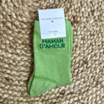 Chaussettes paillettes "Maman d'Amour" - vert-pomme - sans-taille