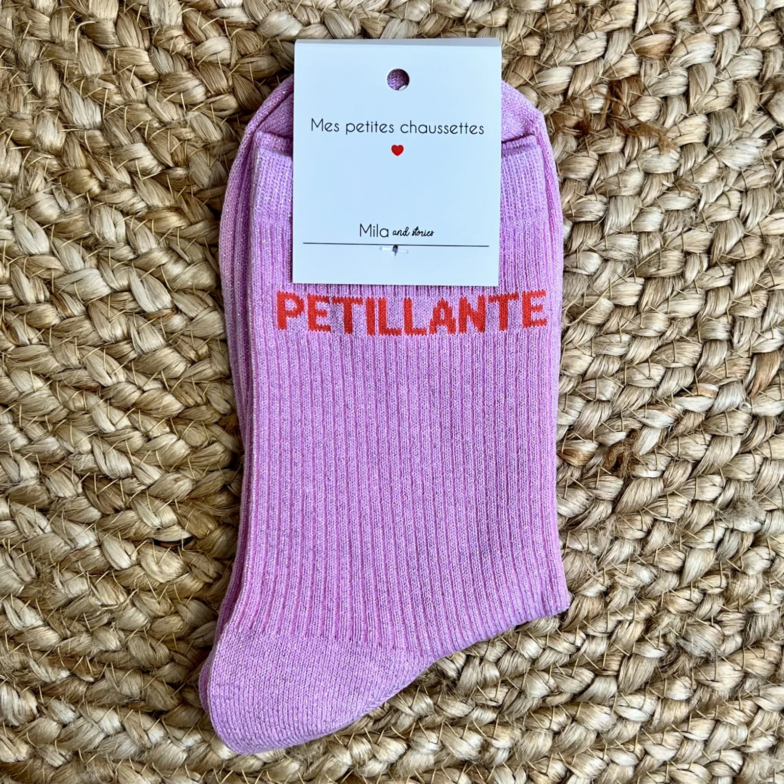 Chaussettes paillettes "Pétillante" - rose-pale - sans-taille