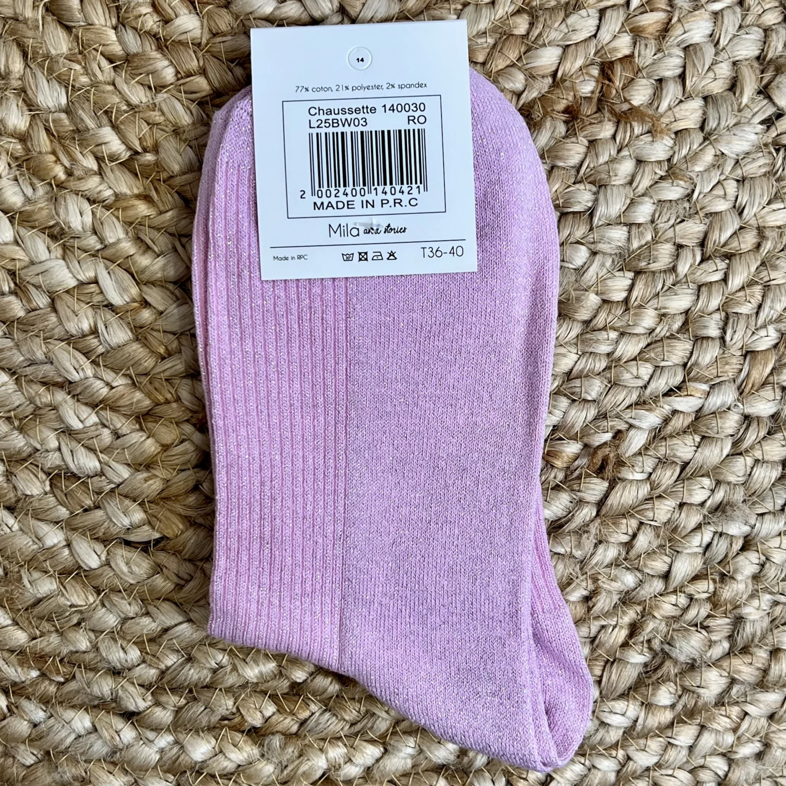 Chaussettes paillettes "Pétillante" - rose-pale - sans-taille