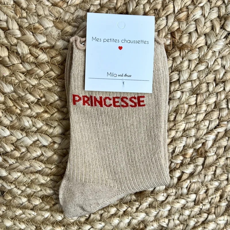 Chaussettes paillettes "Princesse" - beige - sans-taille