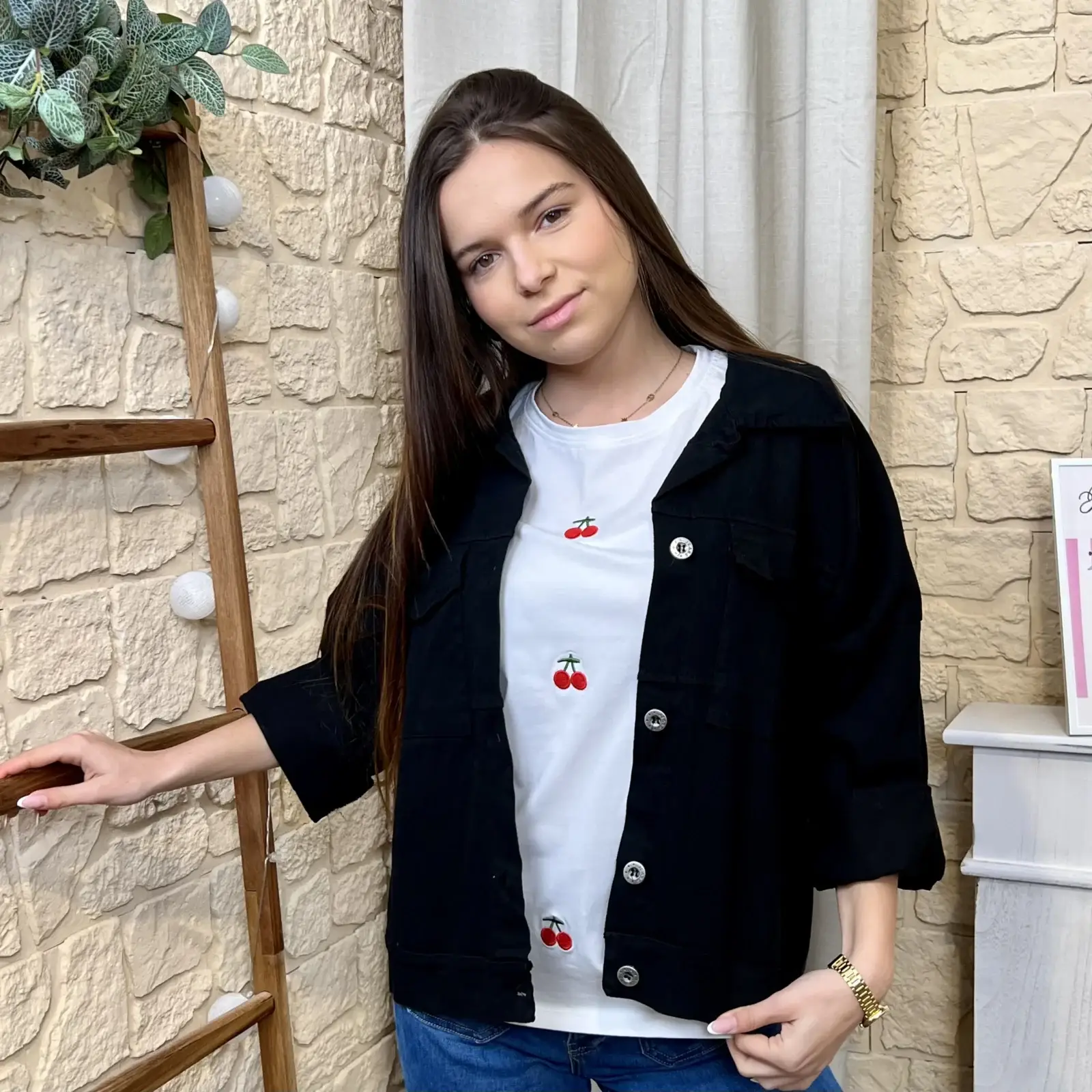 I714 - Veste en jean (TU) - noir - taille-unique
