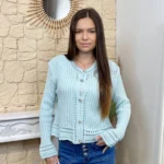 Gilet en maille tressée – Sélection « Jolies ... » - vert-deau - taille-unique