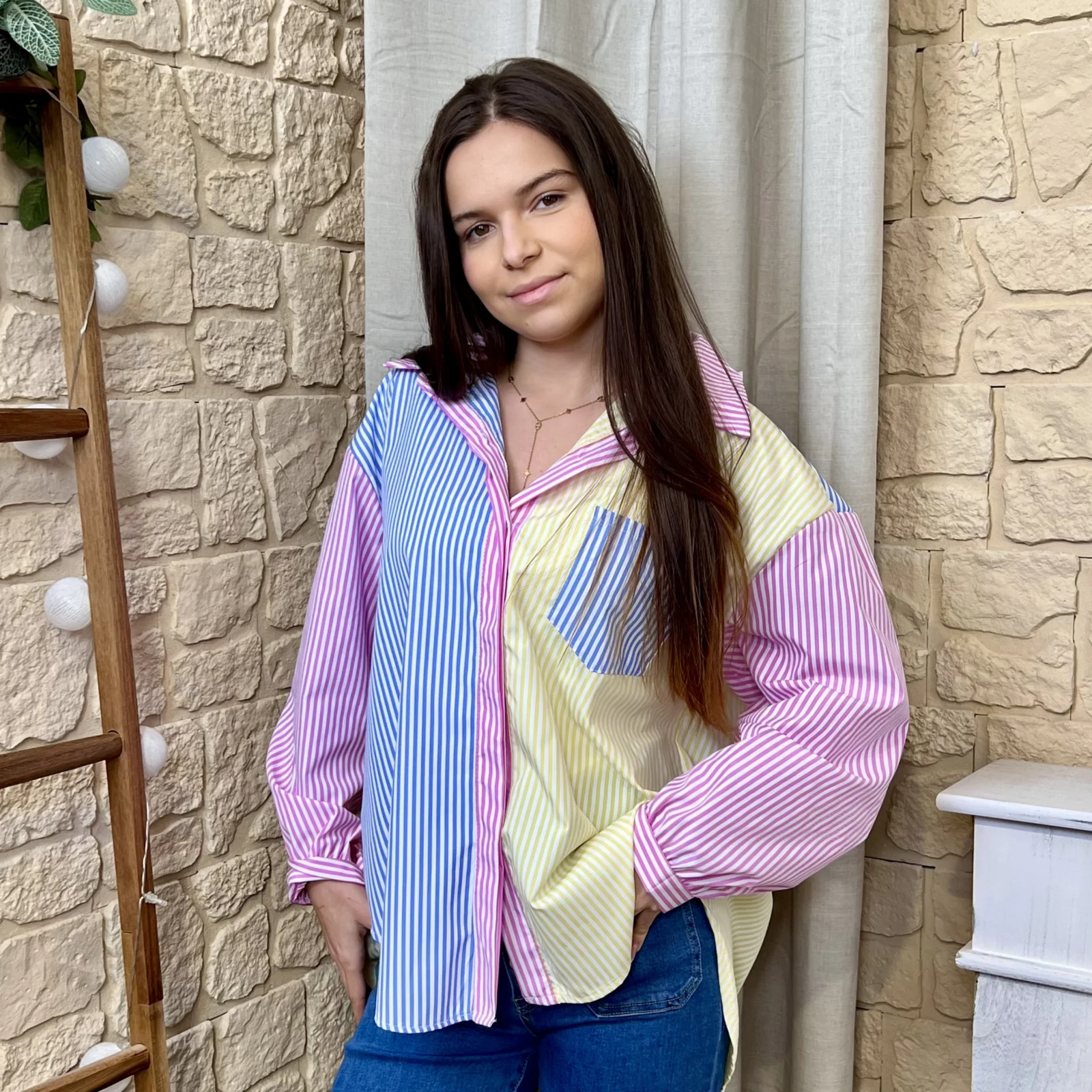 I665 - Chemise rayée multicolore (TU)