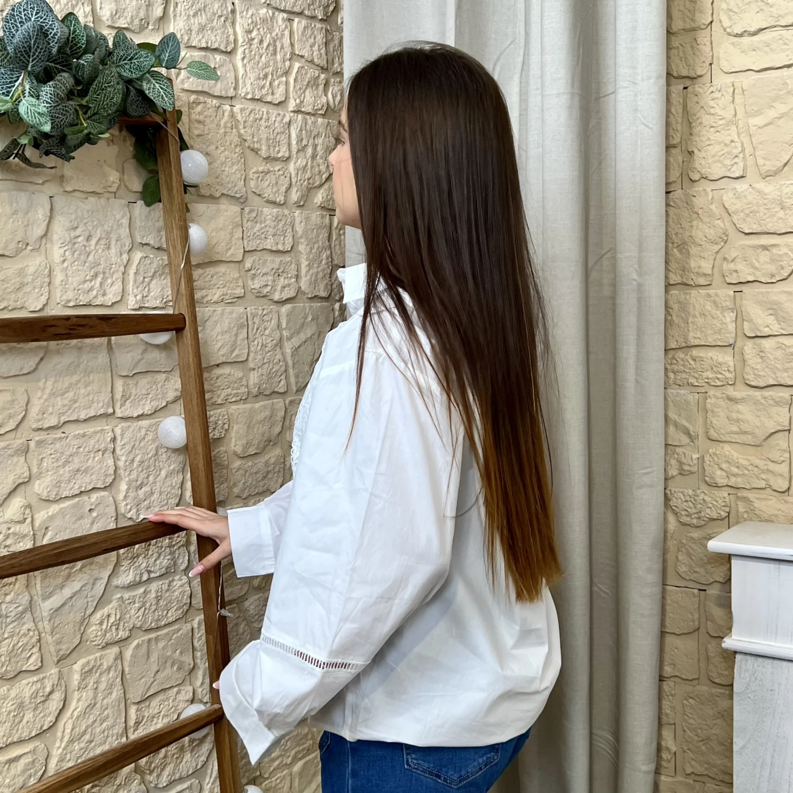 I664 - Chemise brodée (T36-T40) - blanc - 40