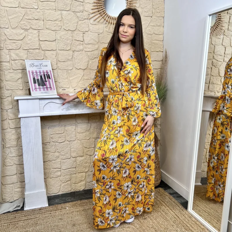 I657 - Robe longue fleurie (TU) - jaune - taille-unique