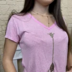T-shirt girafe (TU) - rose-bebe - taille-unique