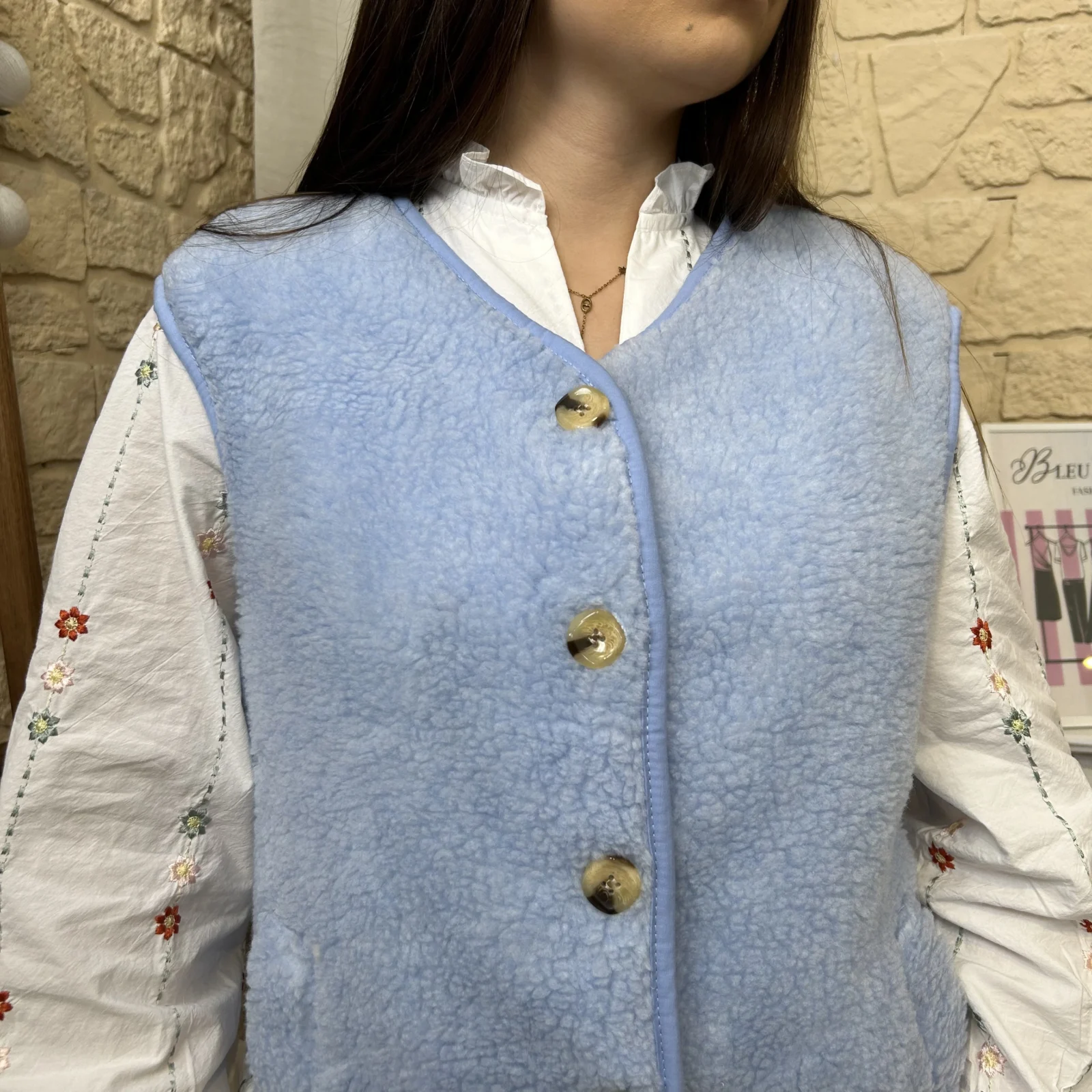 I672 - Gilet sans manches (TU) - bleu-ciel - taille-unique