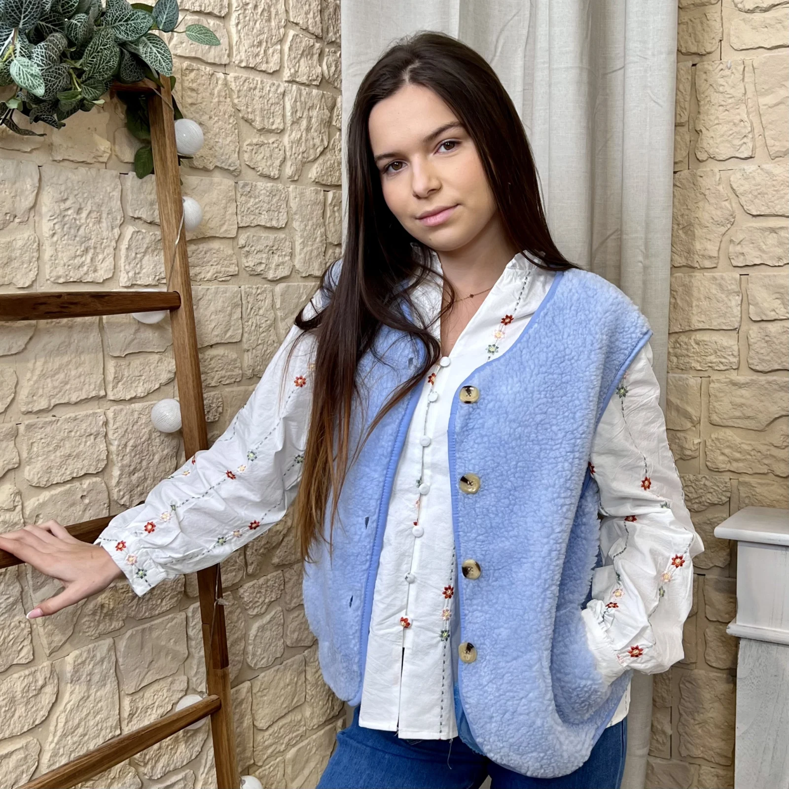 I672 - Gilet sans manches (TU) - bleu-ciel - taille-unique