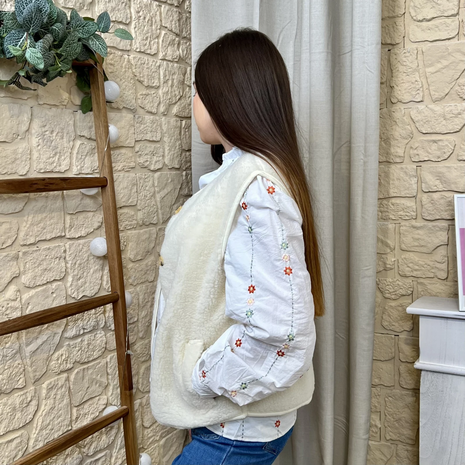 I672 - Gilet sans manches (TU) - ecru - taille-unique